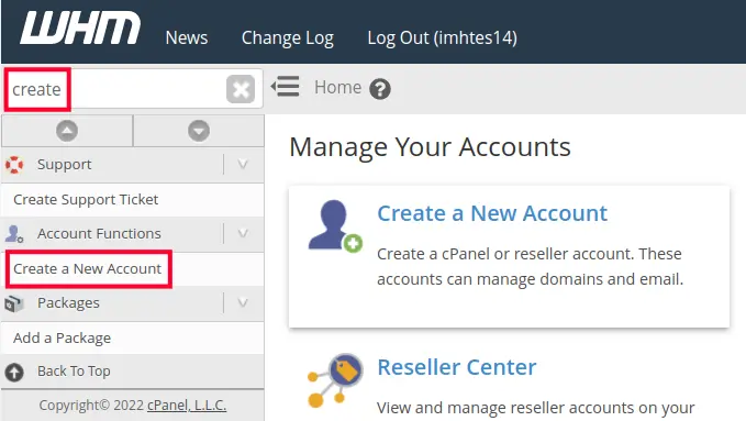 How to Create cPanel Account in WHM