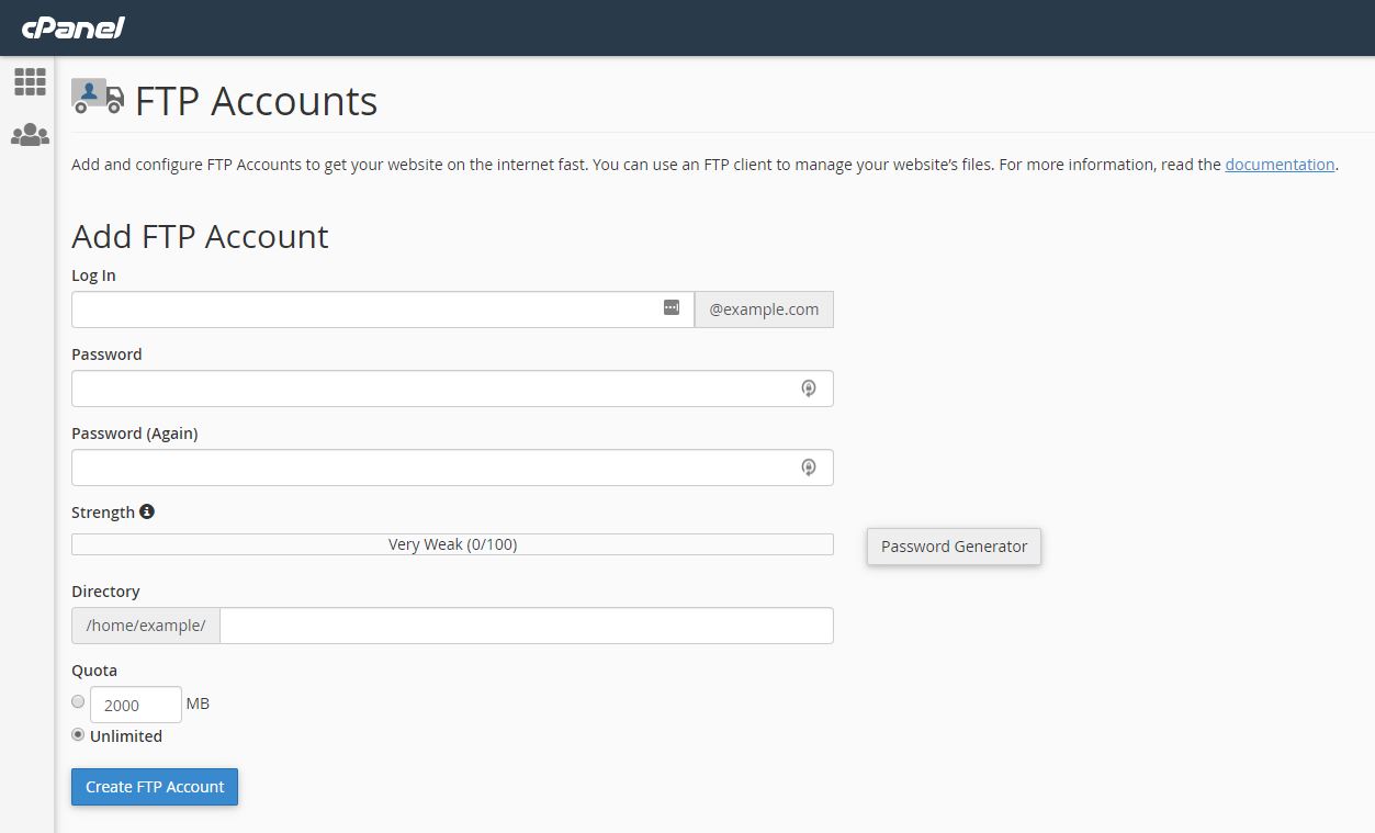 How to Create an FTP Account In cPanel